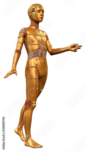 3D Rendering Male Robot on White