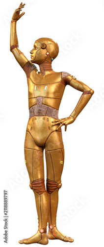 3D Rendering Male Robot on White