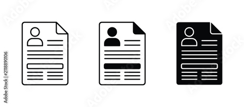 Resume Icons Set, CV Document Graphics, Job Application Symbols, Professional Profile Vector Collection