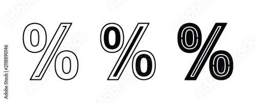 Percentage Symbols, Discount Icons, Sale Graphics, Financial Percentages, Marketing Symbols, Black and White Percent Signs
