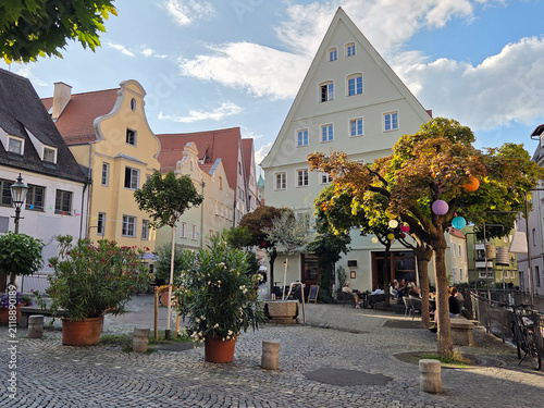Holbeinplatz square in the historic center of Augsburg, Germany