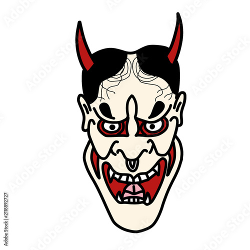 Konstfotografi Japanese hannyad evil mask vector illustration.