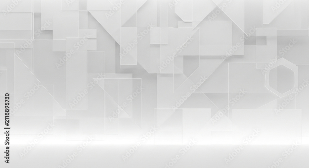 Fototapeta premium White minimalist 3d geometric background with overlapping shapes