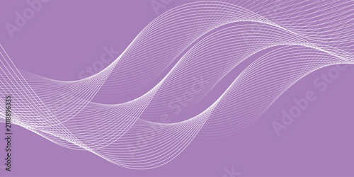 Purple abstract flowing wave lines vector background, modern smooth curves minimal technology design