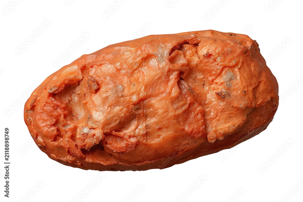 Fototapeta premium Rough orange clay lump isolated