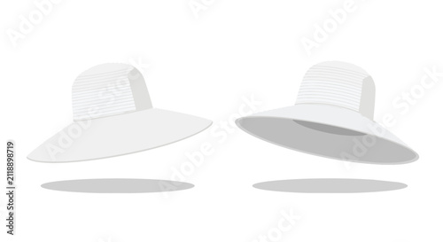 White Sun Hat Wide Brim Beach Summer Fashion Accessory for Women Travel Protection and Elegant Style Headwear Mockup