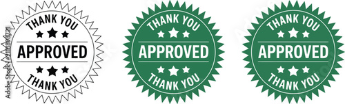 Obraz na płótnie Stickers displaying approved status and thank you messages facilitate professional project verification