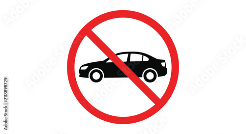 No Cars Allowed Sign Graphic Illustration.