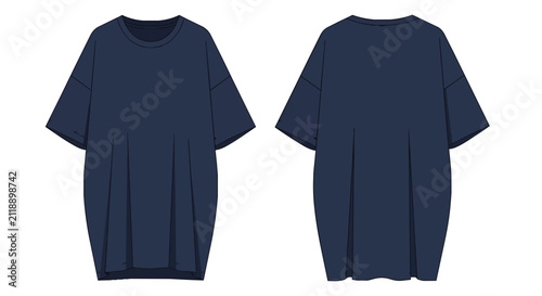 Blank Navy Blue Oversized T-Shirt Mockup Set Featuring Front and Back View for Apparel Brand Design and Marketing