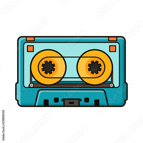 Retro cassette tape for music playback and recording.