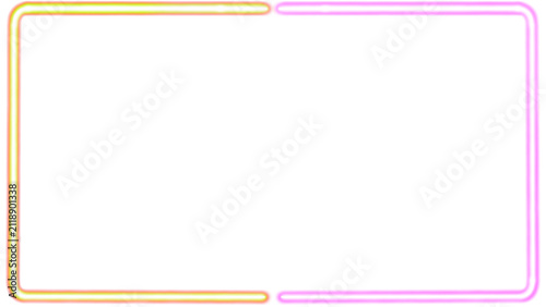 Obraz na plátne Vibrant yellow and pink two-tone neon glowing rectangle frame border isolated on