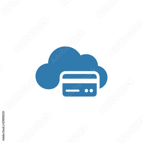 A blue cloud icon with a payment card symbol inside it