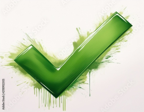 green check mark approval and success symbol for graphic design projects white background
