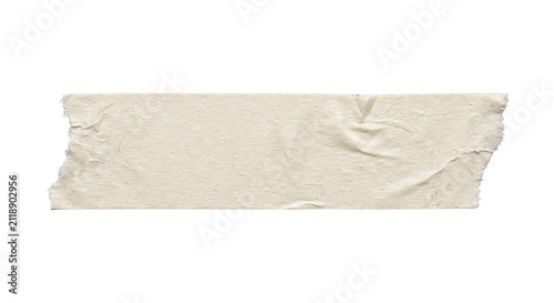 beige masking tape strip with hand torn edges, isolated on transparent background