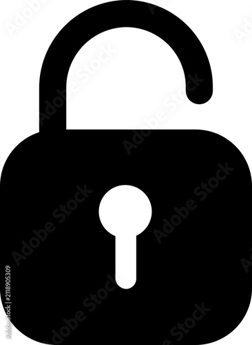 Cuadro en lienzo Black unlocked padlock icon for security and access