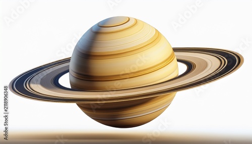realistic rendering of saturn planet with rings isolated on white