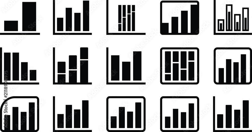 Obraz premium Bar Graph UI Icons Set Digital Dashboard Analytics Vector Clipart