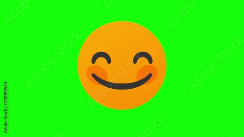 Animated Smiling Face Emoji Motion Graphic on Green Screen Chroma Key Loop