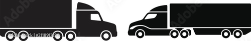 Foto Semi Truck Trailer Silhouette Set with Freight Transport and Logistics Vehicles