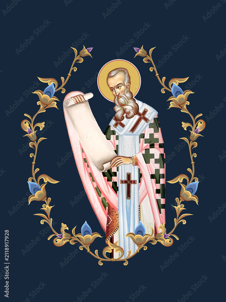 Fototapeta premium Anastasius I Dicorus. Decorative vintage floral illustration in Byzantine style
