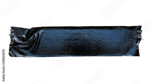 Obraz na płótnie Black glossy duct tape strip on white background, torn adhesive band