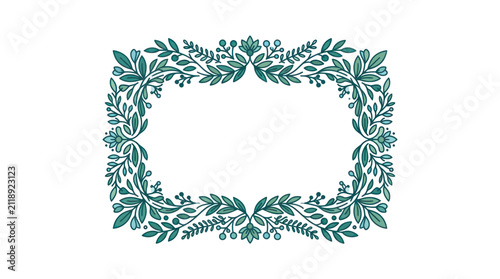 Green leafy wreath border decoration.
