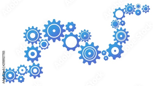 Colorful interconnected gears forming a stylish letter s shape in a modern design