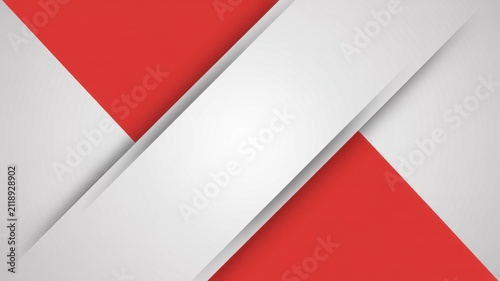 Modern abstract geometric design with red and white diagonal stripes and sharp angles