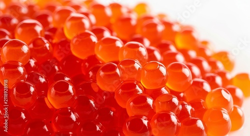 Close Up View of Fresh Delicious Red Caviar Pile Isolated on White Background for Culinary Usage.