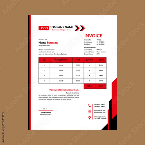 Modern Invoice Pattern. Elegant Layout Display for Promotion.
