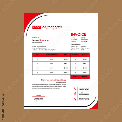 Modern Invoice Pattern. Artistic Template Display for Promotion.