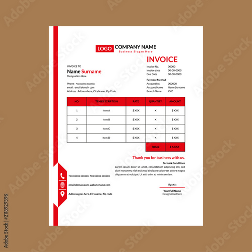 Modern Invoice Pattern. Artistic Layout Display for Promotion.