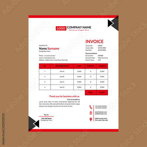 Modern Invoice Pattern. Minimal Layout Display for Promotion.