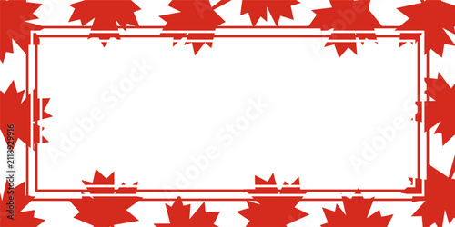 Canada Day background frame with red maple leaves border on white backdrop for Canadian national holiday patriotic banners autumn sales and celebration posters