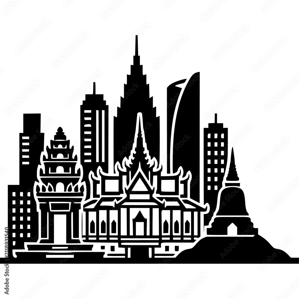 Fototapeta premium Phnom Penh Skyline Icon