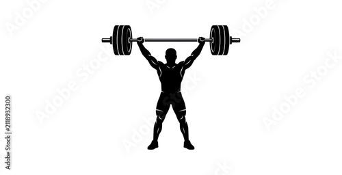 Minimalist Barbell Lifting Silhouette Vector