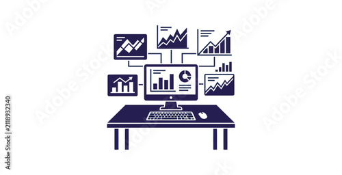 Data Analytics Workstation Vector Illustration