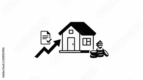 A conceptual illustration of real estate investment growth and approval
