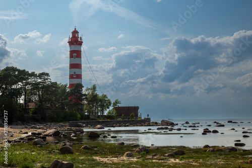 фотографія Leningrad Oblast, Russia, 26 July, 2026, Red and white striped Shepelevsky Light