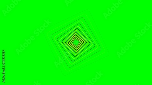Abstract geometric pattern of concentric squares on a vibrant green background