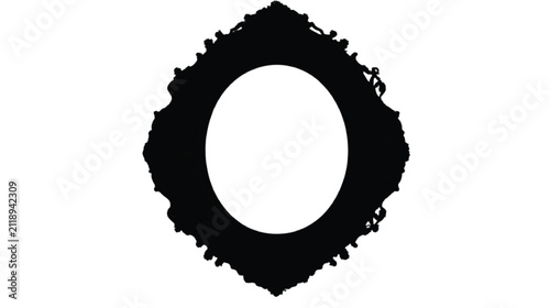Frame silhouette displays an elegant oval shape with intricate decorative floral carvings along the outer border, providing a classic vintage aesthetic perfect for high-end graphic design projects.