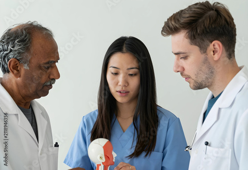 Diverse medical team studyi...