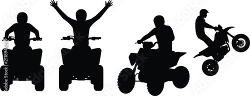 Foto Quad bike riders flat vector illustration