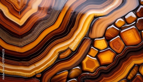 Stunning Tiger Eye Stone Texture With Warm Golden Brown Natural Bands
