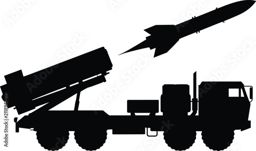 Cuadro en lienzo Missile launcher flat vector illustration