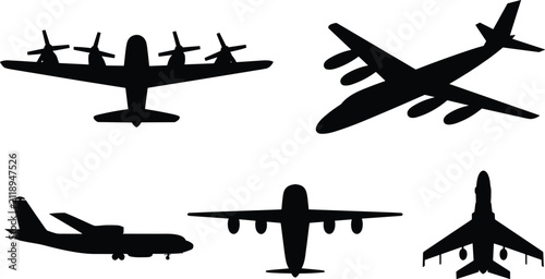 Bild auf Leinwand Cargo plane silhouettes flat vector illustration
