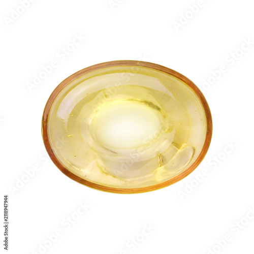 Translucent yellow boiled sweet lozenge hard candy drop with glassy clarity, isolated on a solid pure transparent background.