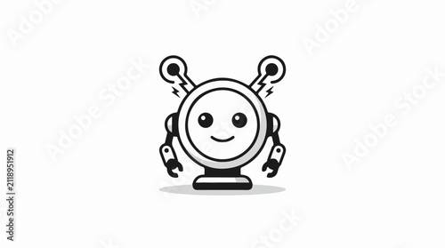 A cute simple cartoon robot with big eyes and a smile