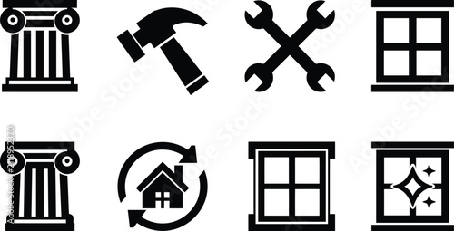 Construction vector icons for home renovation projects