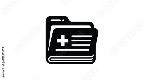 Medical folder icon represents patient health records and clinical information systems.